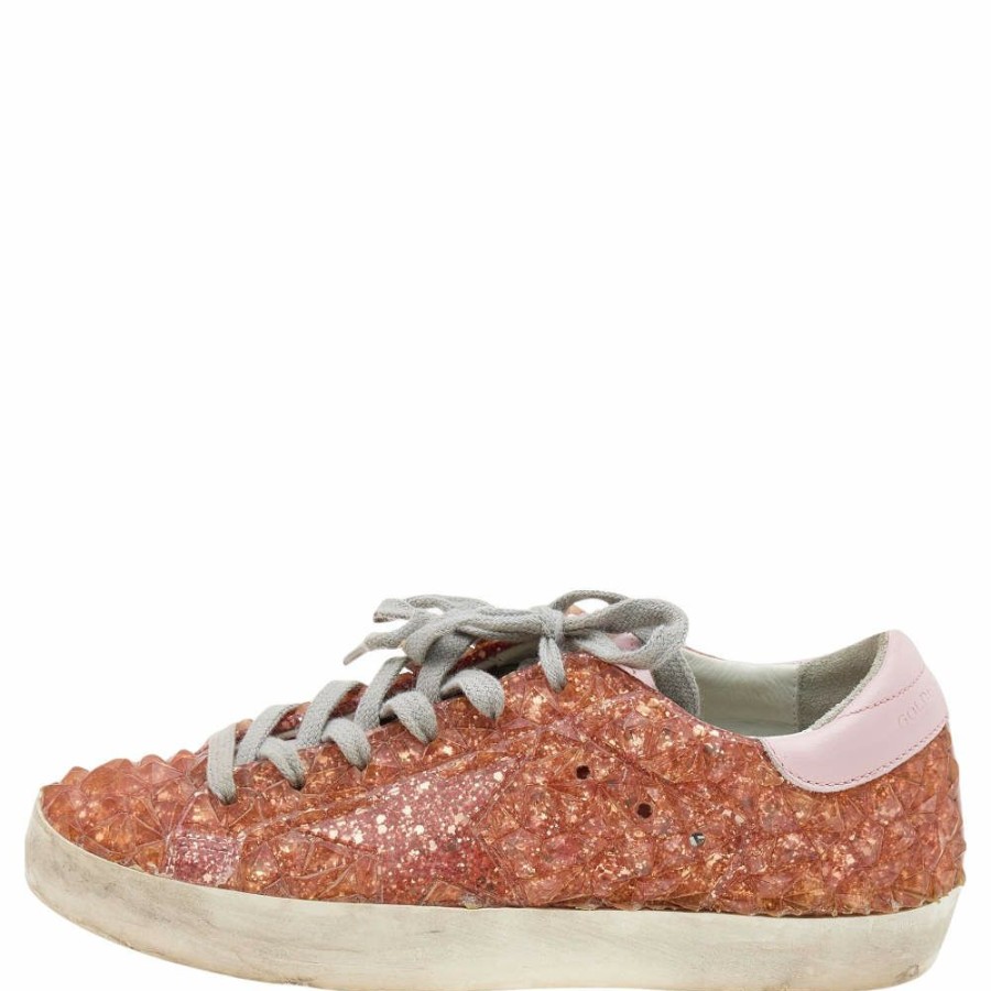 Women * | Golden Goose /Pink Rubber And Leather Super Star Sneakers Size 36 For Women Orange