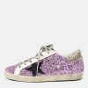 Women * | Golden Goose Glitter And Leather Superstar Low Top Sneakers Size 39 For Women Purple