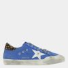 Men * | Golden Goose Leather And Leopard Print Sneakers Size Eu 42 For Men Blue