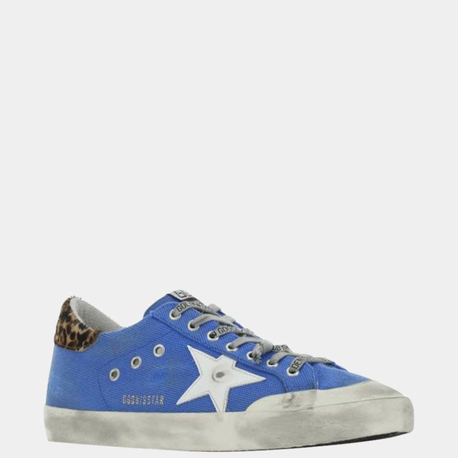 Men * | Golden Goose Leather And Leopard Print Sneakers Size Eu 42 For Men Blue