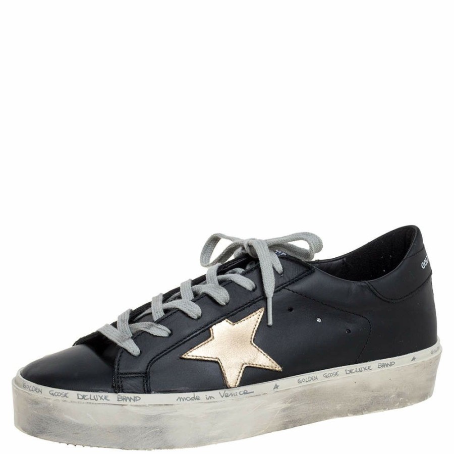 Men * | Golden Goose /Gold Leather Hi Star Low Top Sneakers Size 41 For Men Black