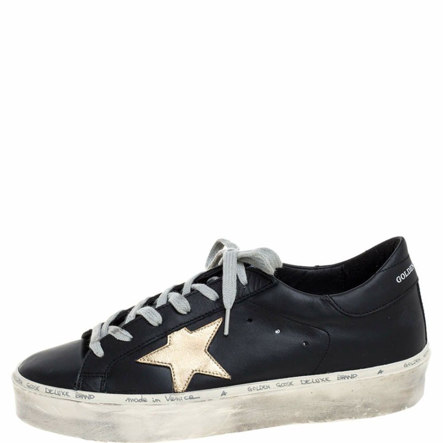 Men * | Golden Goose /Gold Leather Hi Star Low Top Sneakers Size 41 For Men Black