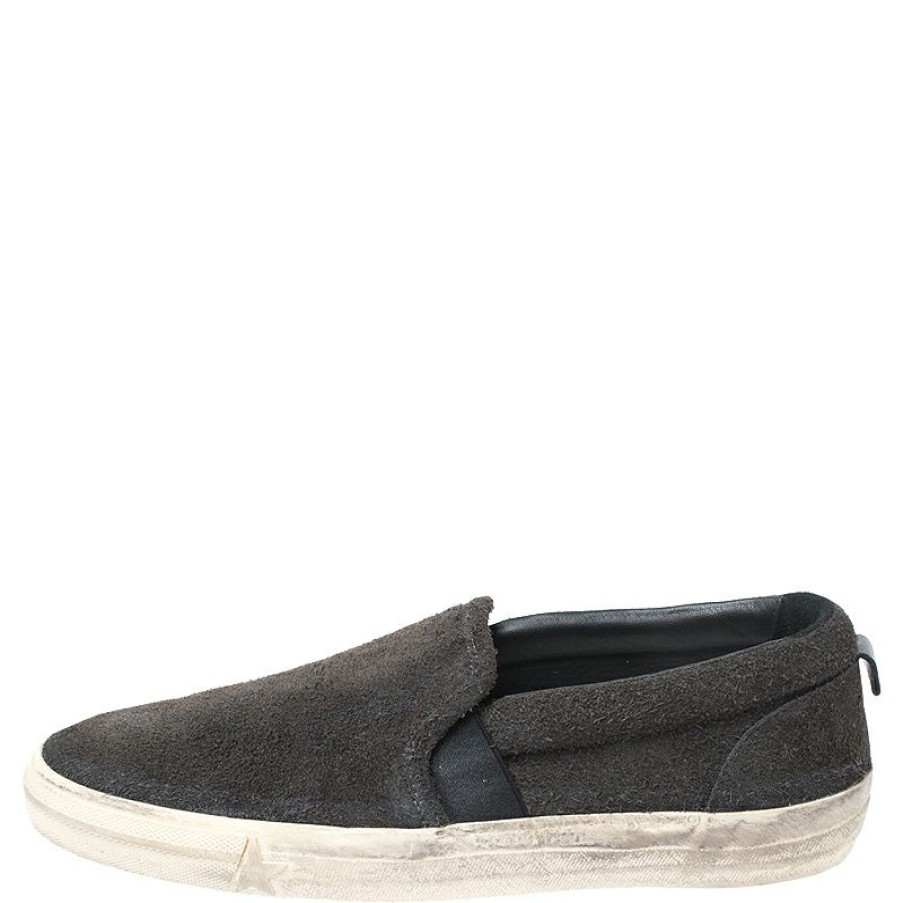 Men * | Golden Goose Dark Suede Sea Star Slip On Sneakers Size 43 For Men Grey