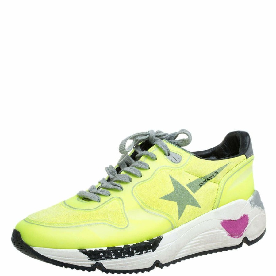 Women * | Golden Goose Neon Pvc And Suede Leather Low Top Sneakers Size 38 For Women Green