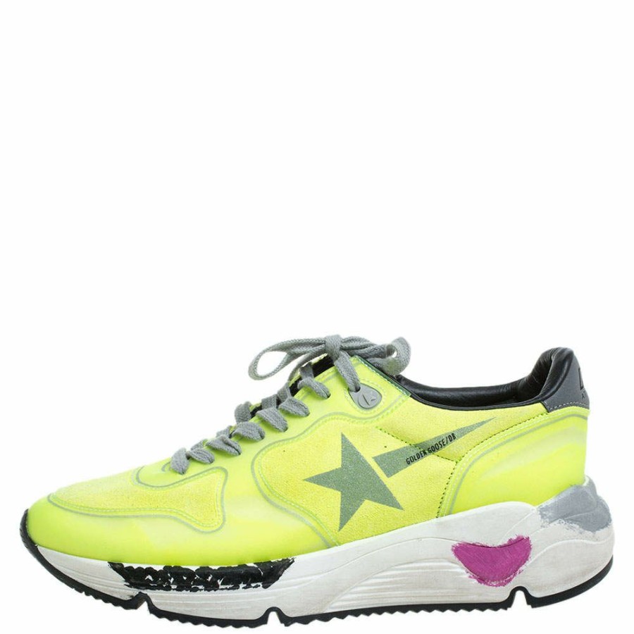 Women * | Golden Goose Neon Pvc And Suede Leather Low Top Sneakers Size 38 For Women Green