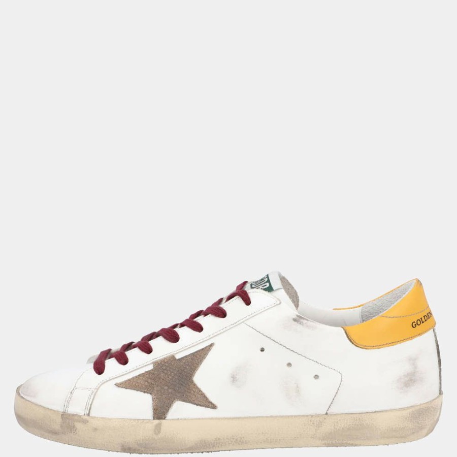 Men * | Golden Goose White/Yellow Leather Superstar Sneakers Size Eu 39 For Men White,Yellow