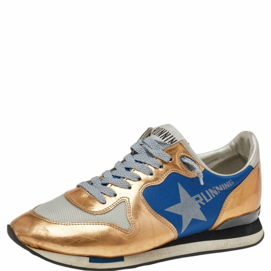 Women * | Golden Goose Foil Leather And Canvas Running Low Top Sneakers Size 38 For Women Multicolor