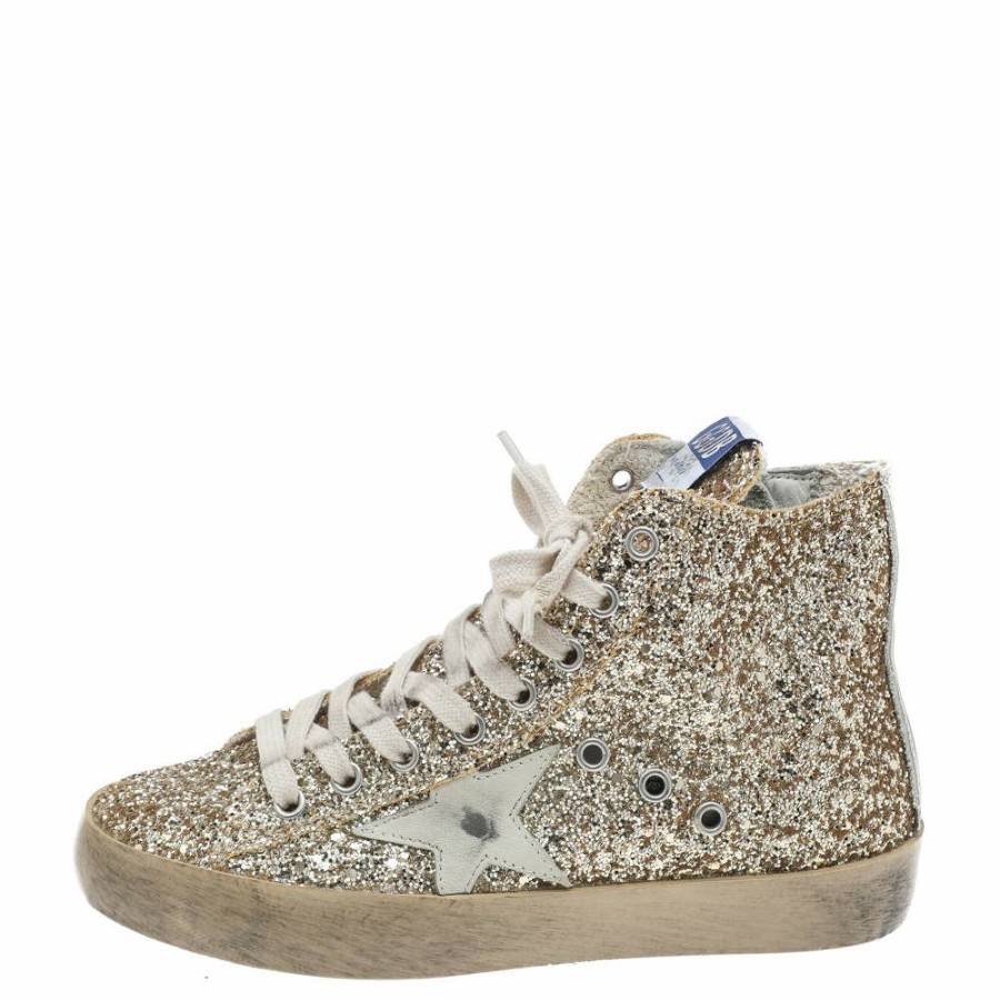 Women * | En Goose Glitter Francy High Top Sneakers Size 35 For Women Gold