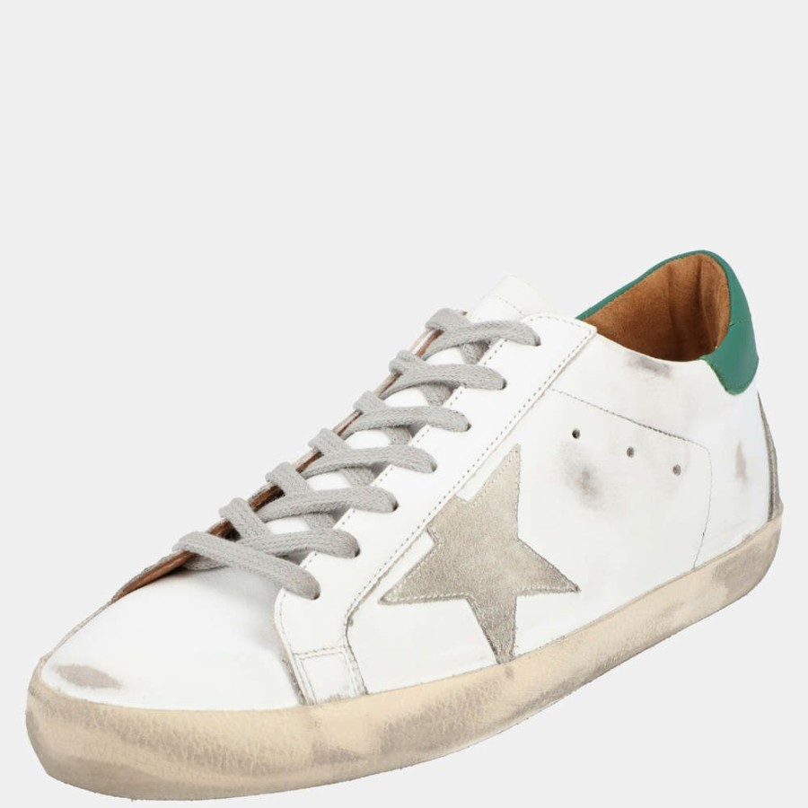 Men * | Golden Goose White/Green Leather Superstar Sneakers Size Eu 40 For Men Green,White