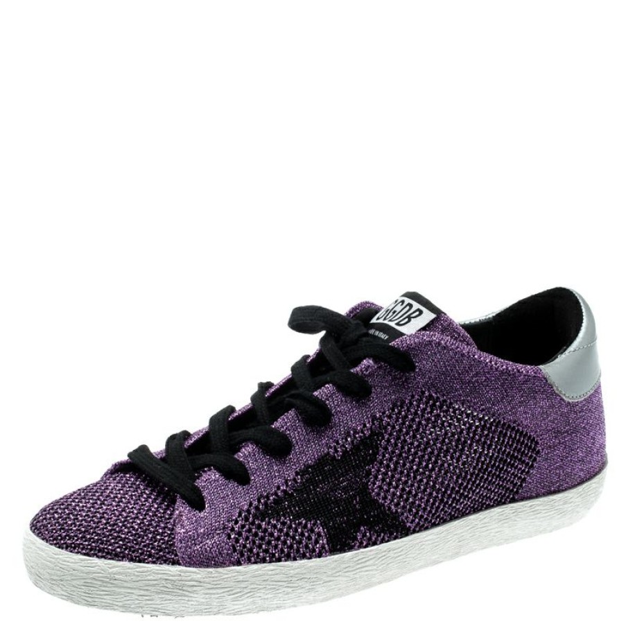 Women * | Golden Goose Violet Lurex Knitted Fabric Superstar Sneakers Size 38 For Women Metallic