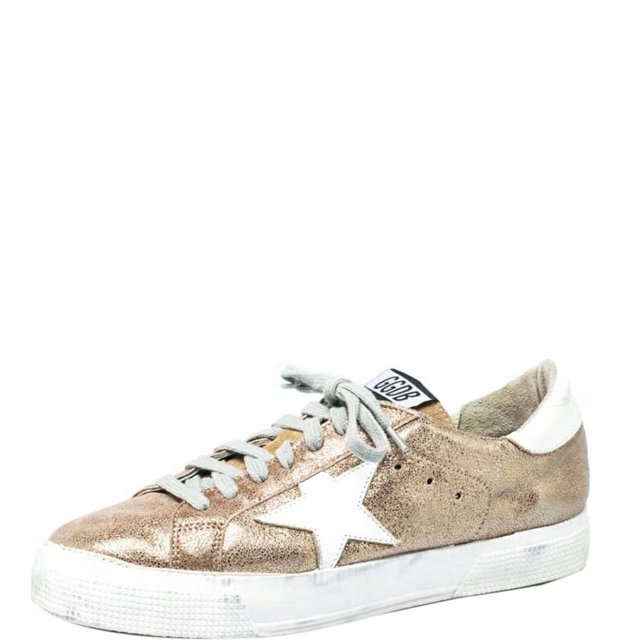 Women * | En Goose Metallic Star Applique Low Top Sneakers Size 38 For Women Gold