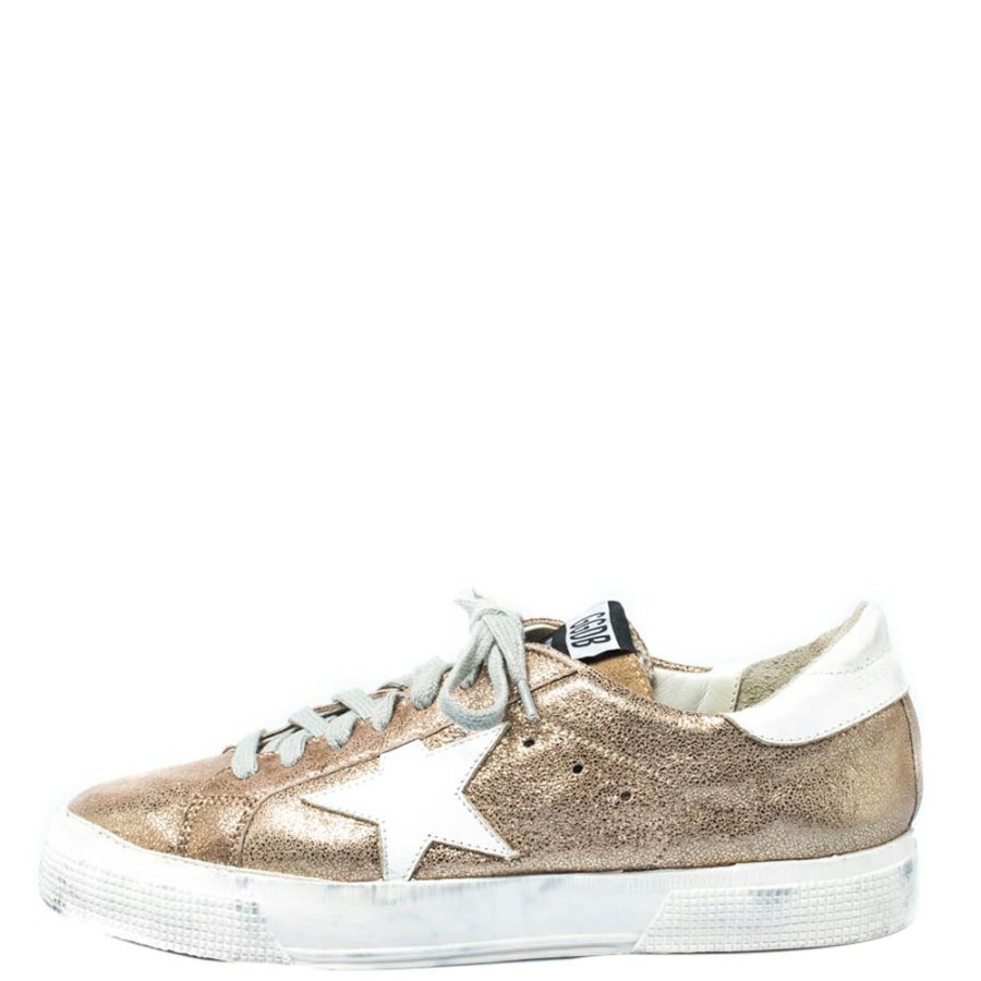 Women * | En Goose Metallic Star Applique Low Top Sneakers Size 38 For Women Gold