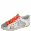 Women * | Golden Goose Leather And Glitter Superstar Double Quarter Sneakers Size 40 For Women White