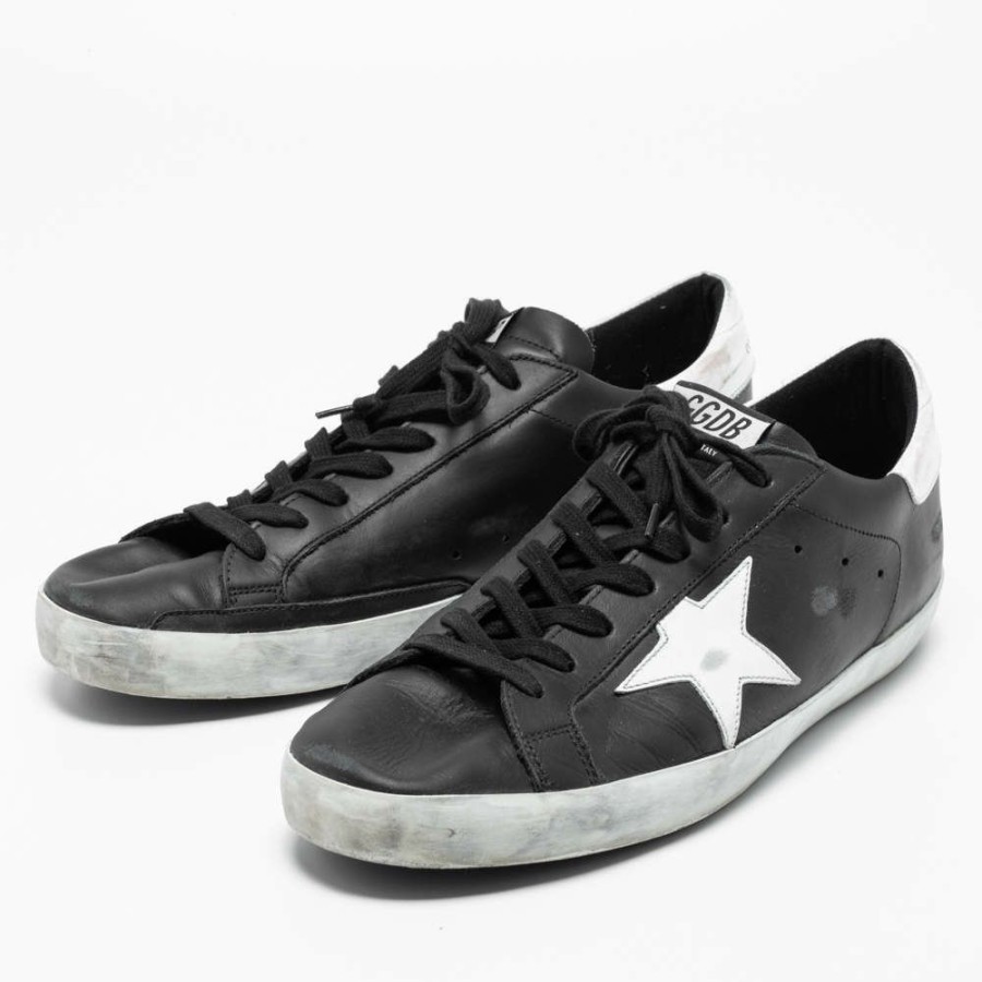 Men * | Golden Goose Leather Superstar Classic Sneakers Size 44 For Men Black