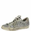 Women * | Golden Goose Glitter And Suede Superstar Lace Up Sneakers Size 38 For Women Silver