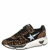 Women * | Golden Goose /Brown Leopard Print Calfhair And Neoprene Running Sneakers Size 40 For Women Black