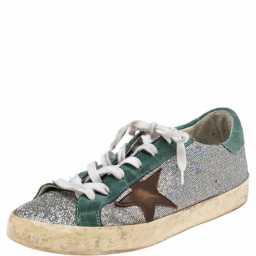 Women * | Golden Goose Suede And Glitter Super Star Low Top Sneakers Size 39 For Women Multicolor