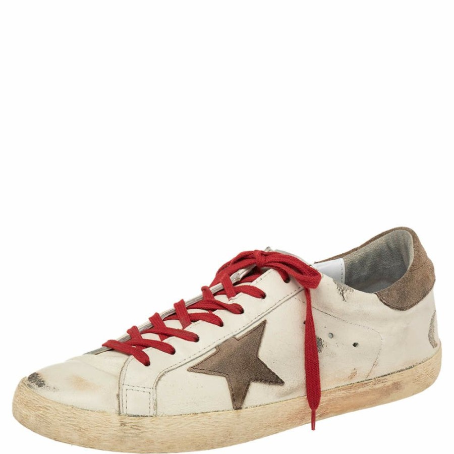 Men * | Golden Goose /Red Leather Superstar Sneakers Size Eu 46 For Men White