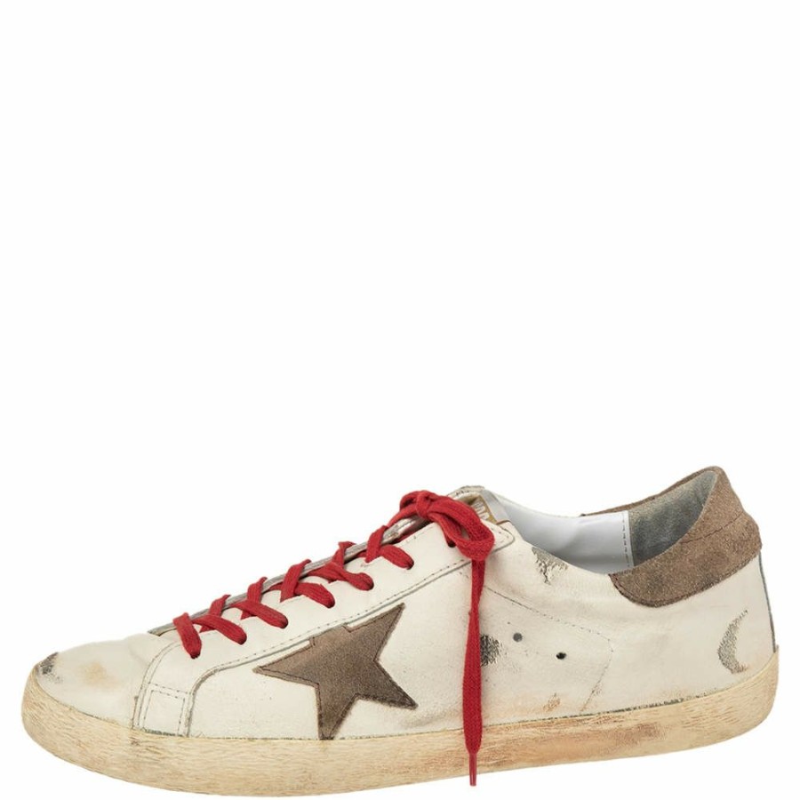 Men * | Golden Goose /Red Leather Superstar Sneakers Size Eu 46 For Men White