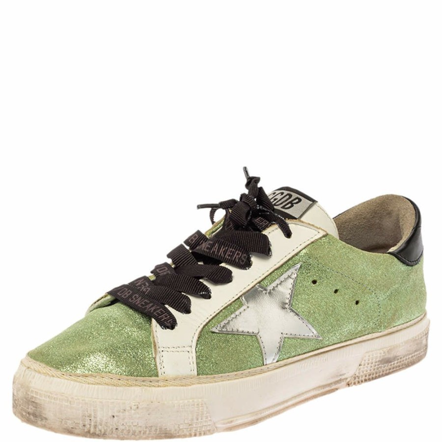 Women * | Golden Goose Shimmer Fabric Superstar Sneakers Size 37 For Women Green