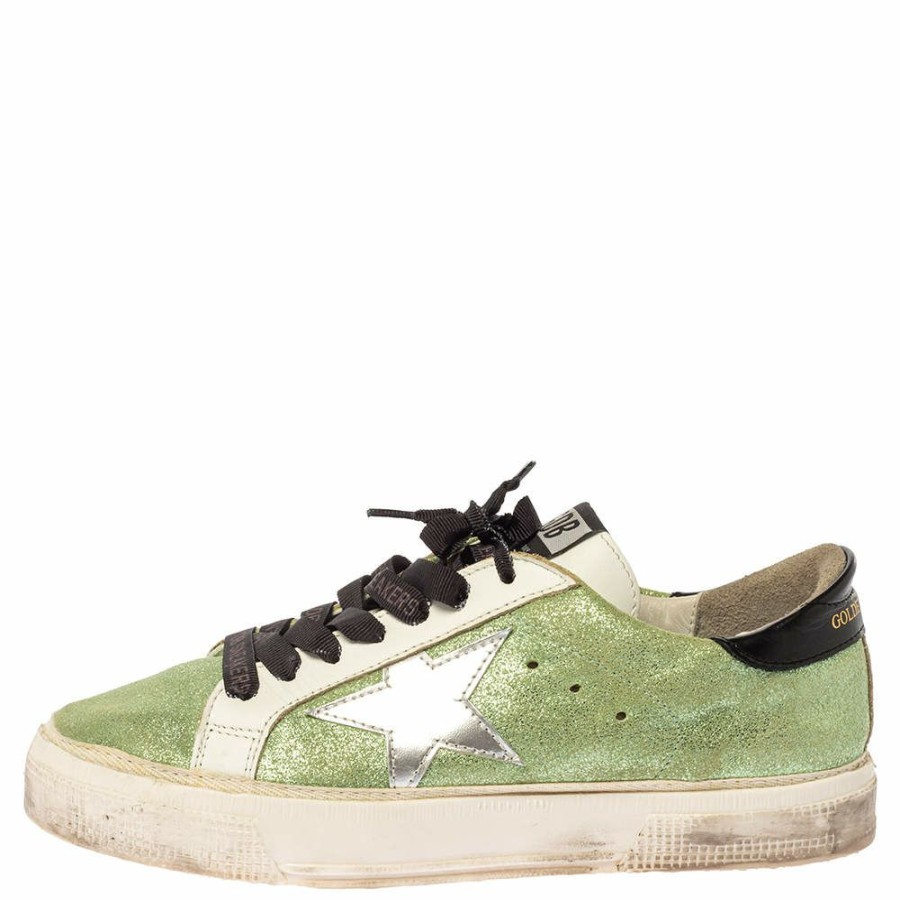 Women * | Golden Goose Shimmer Fabric Superstar Sneakers Size 37 For Women Green