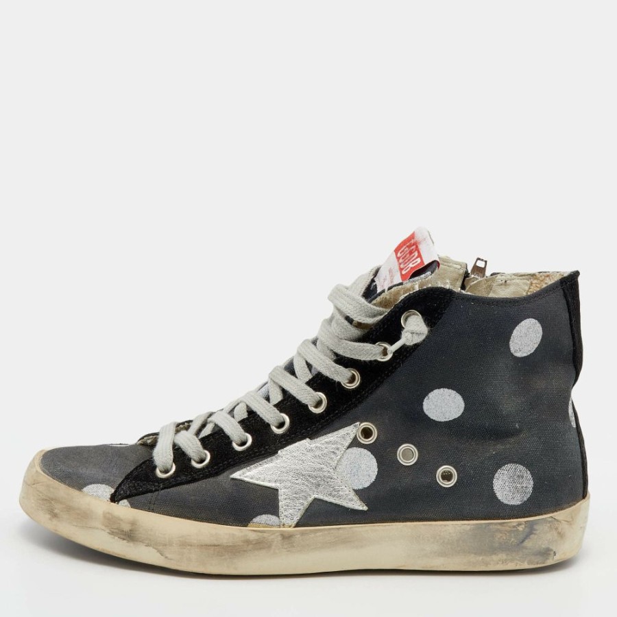 Women * | Golden Goose Canvas And Suede Francy High Top Sneakers Size 38 For Women Black