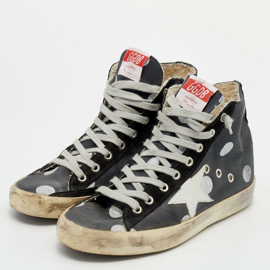 Women * | Golden Goose Canvas And Suede Francy High Top Sneakers Size 38 For Women Black