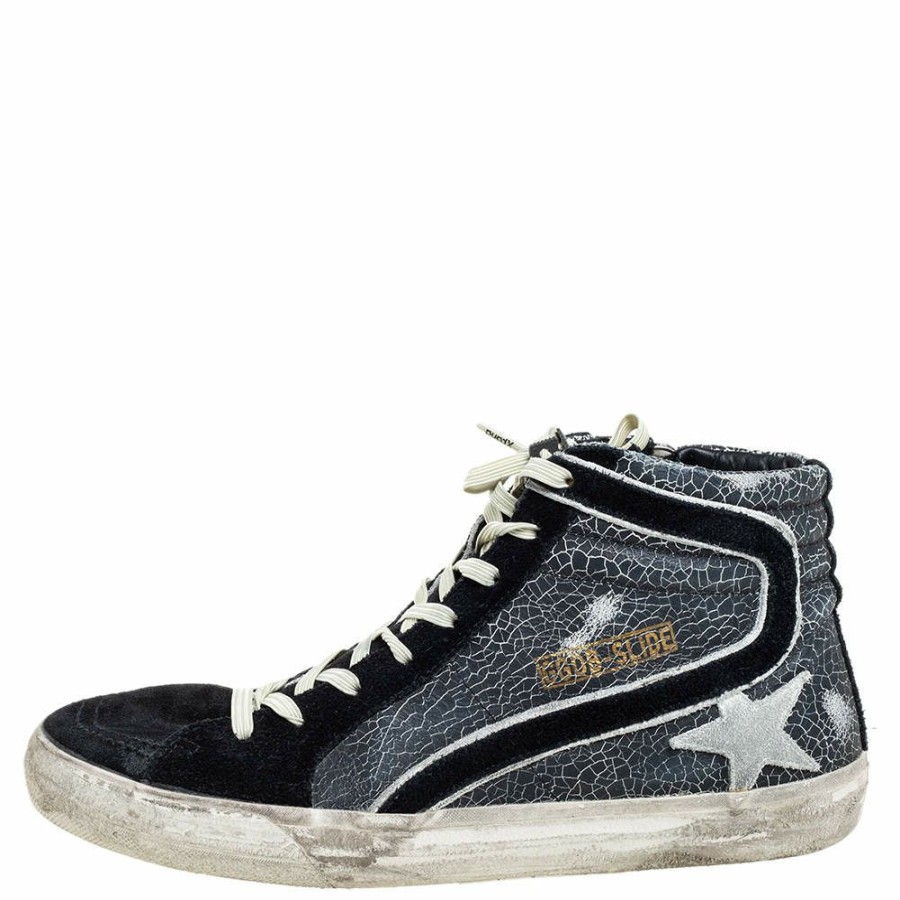 Men * | Golden Goose /Grey Suede And Leather High Top Sneakers Size 42 For Men Black