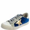 Women * | Golden Goose /White Velvet And Leather May Low Top Sneakers Size 39 For Women Blue