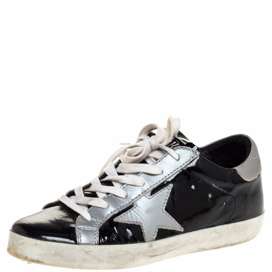 Women * | Golden Goose Patent And Grey Leather Hi Star Sneakers Size 35 For Women Black