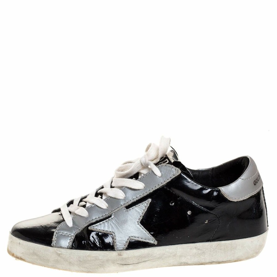 Women * | Golden Goose Patent And Grey Leather Hi Star Sneakers Size 35 For Women Black