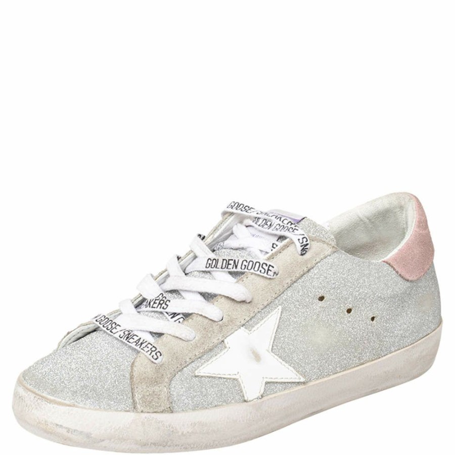 Women * | Golden Goose /Grey Glitter Superstar Low Top Sneakers Size 38 For Women Silver