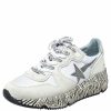 Women * | Golden Goose Leather And Mesh Running Sole Crystal Star Zebra Print Sole Low Top Sneakers Size 38 For Women White