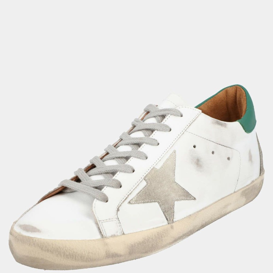 Men * | Golden Goose White/Green Leather Superstar Sneakers Size Eu 42 For Men Green,White