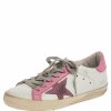 Women * | Golden Goose And Pink Leather Star Applique Low Top Sneakers Size 37 For Women White