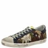 Men * | Golden Goose Camouflage Canvas And Suede Superstar Sneakers Size 43 For Men Multicolor