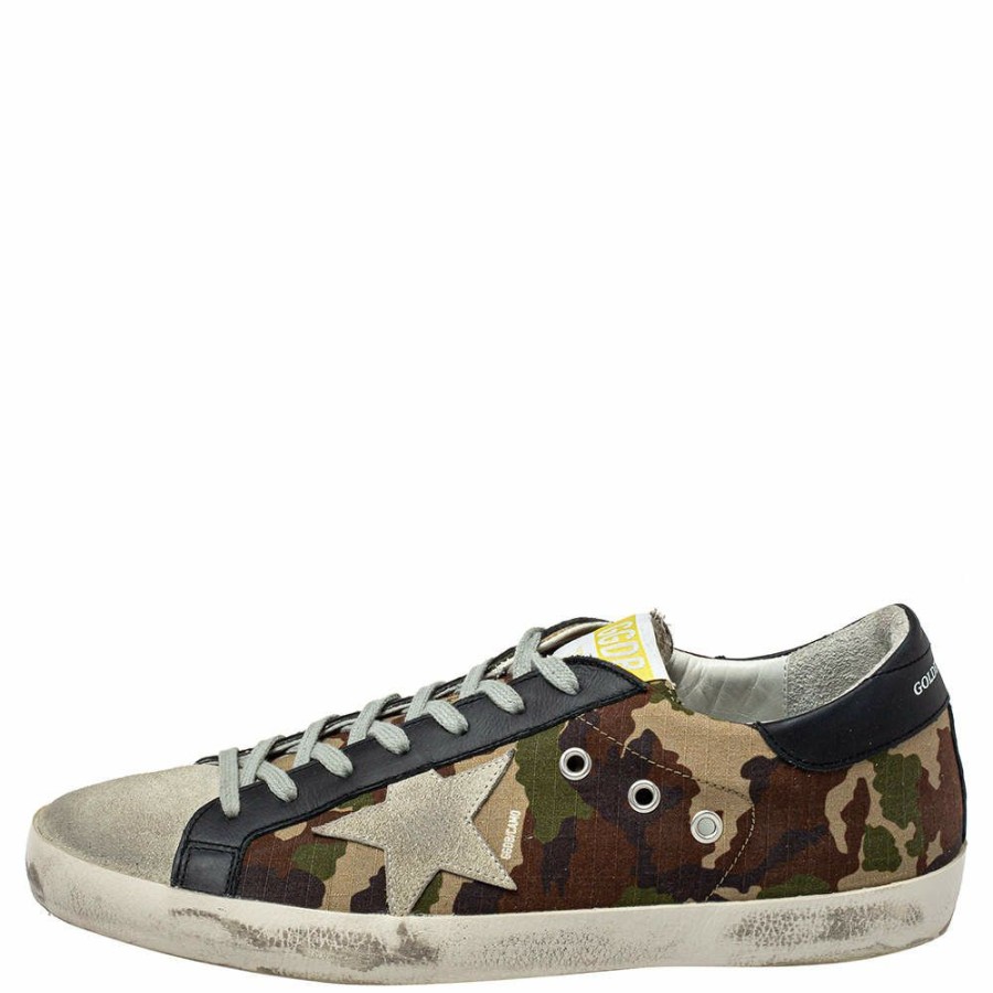 Men * | Golden Goose Camouflage Canvas And Suede Superstar Sneakers Size 43 For Men Multicolor