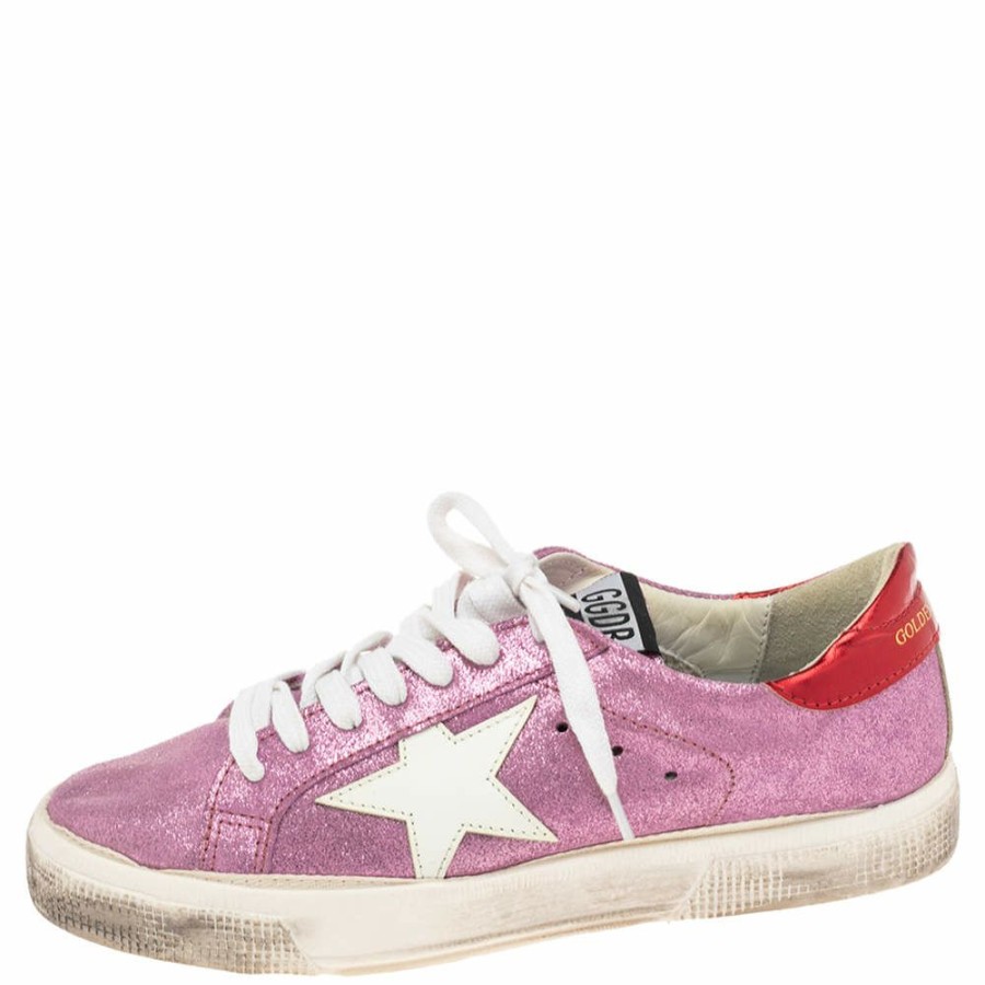 Women * | Golden Goose /Red Leather And Suede Super Star Low Top Sneakers Size 38 For Women Pink